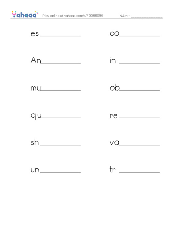 RAZ Vocabulary U: Dont Wake the Mummy PDF worksheet writing row