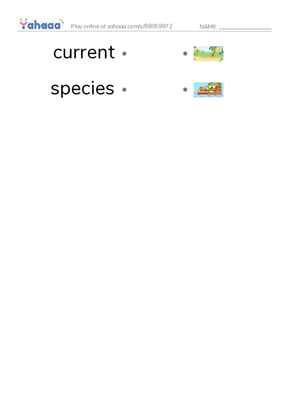 RAZ Vocabulary U: Galapagos Wonder PDF link match words worksheet