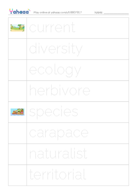 RAZ Vocabulary U: Galapagos Wonder PDF one column image words