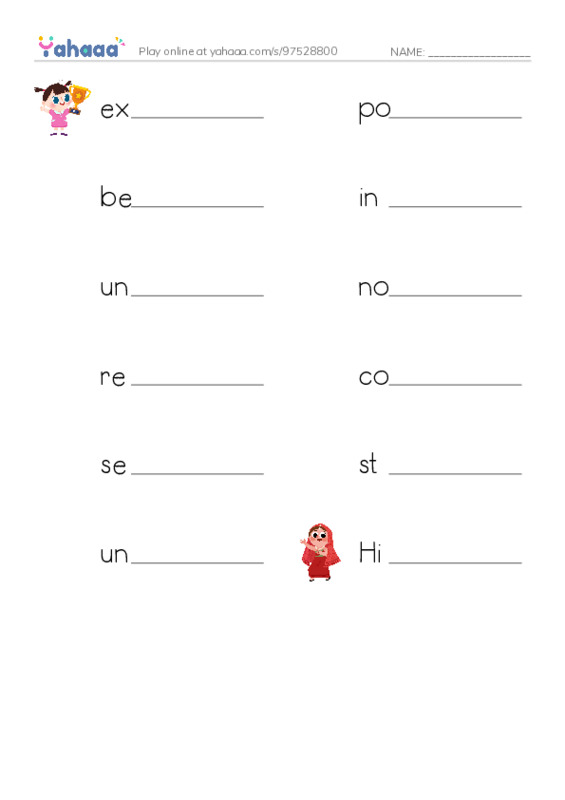 RAZ Vocabulary U: Gandhi PDF worksheet writing row