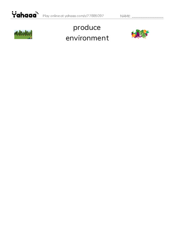 RAZ Vocabulary U: Growing Up Green PDF three columns match words