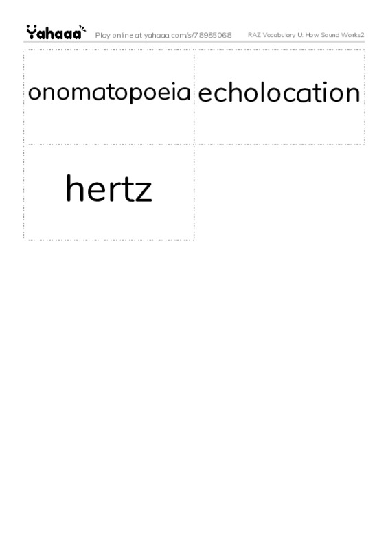 RAZ Vocabulary U: How Sound Works2 PDF two columns flashcards