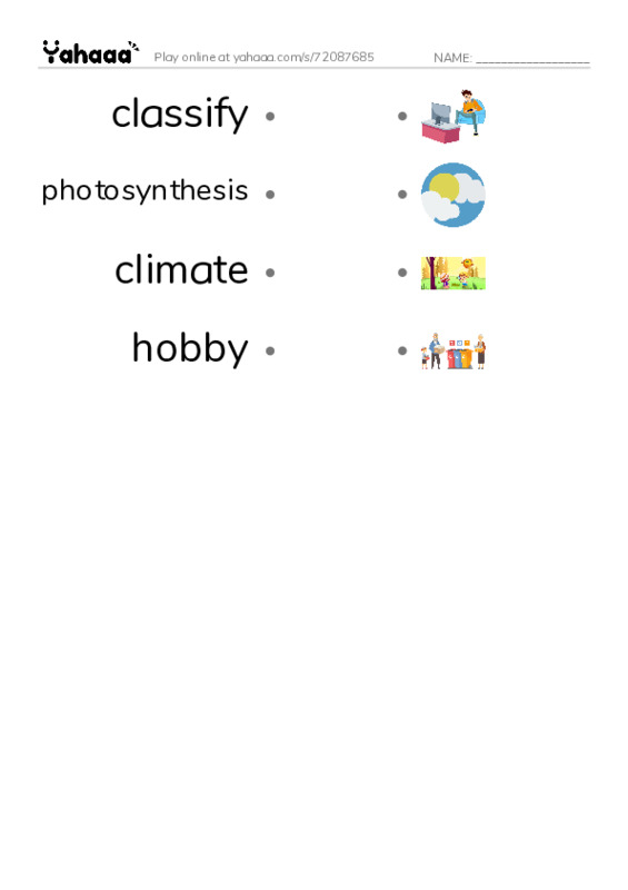 RAZ Vocabulary U: How to Build a Greenhouse PDF link match words worksheet