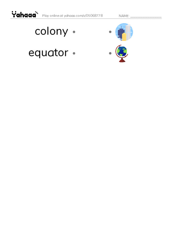 RAZ Vocabulary U: Kenya PDF link match words worksheet