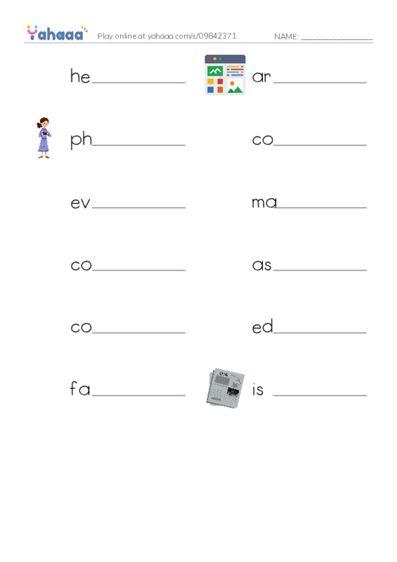 RAZ Vocabulary U: Nonis Newspaper PDF worksheet writing row