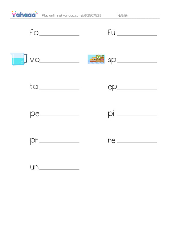 RAZ Vocabulary U: The Amazing Amazon PDF worksheet writing row