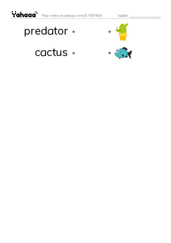 RAZ Vocabulary U: The Mighty Saguaro PDF link match words worksheet