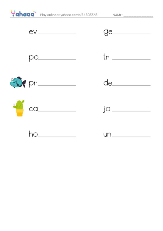 RAZ Vocabulary U: The Mighty Saguaro PDF worksheet writing row