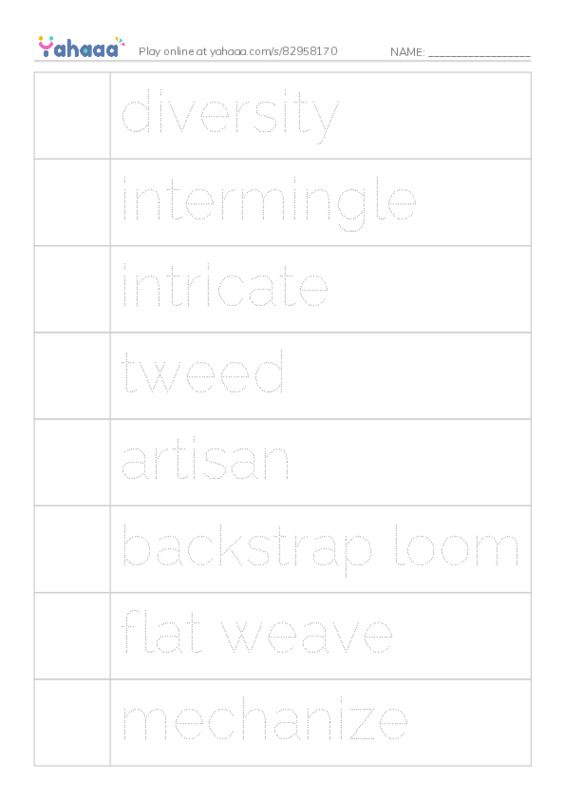 RAZ Vocabulary U: Weaving Around the World PDF one column image words