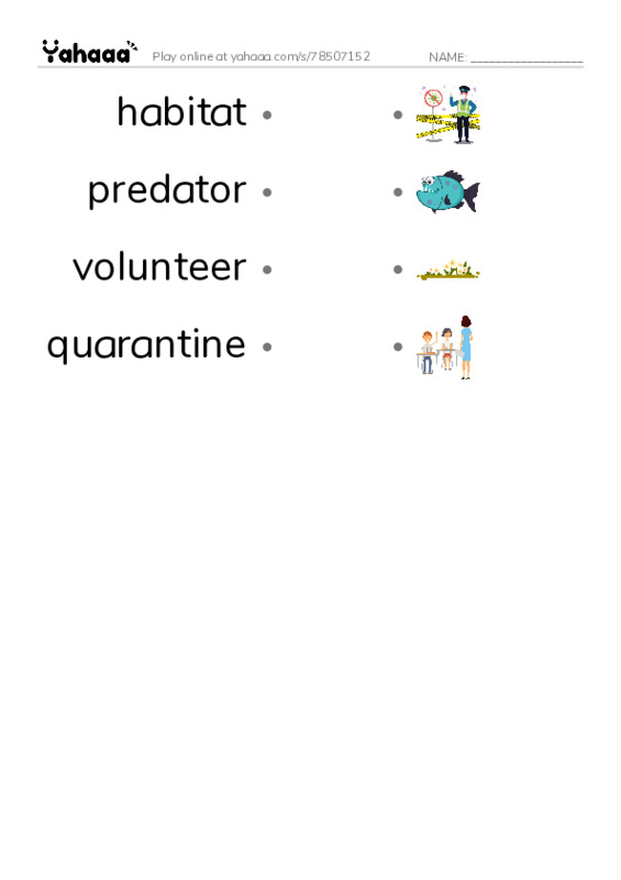 RAZ Vocabulary U: Wildlife Rescue PDF link match words worksheet