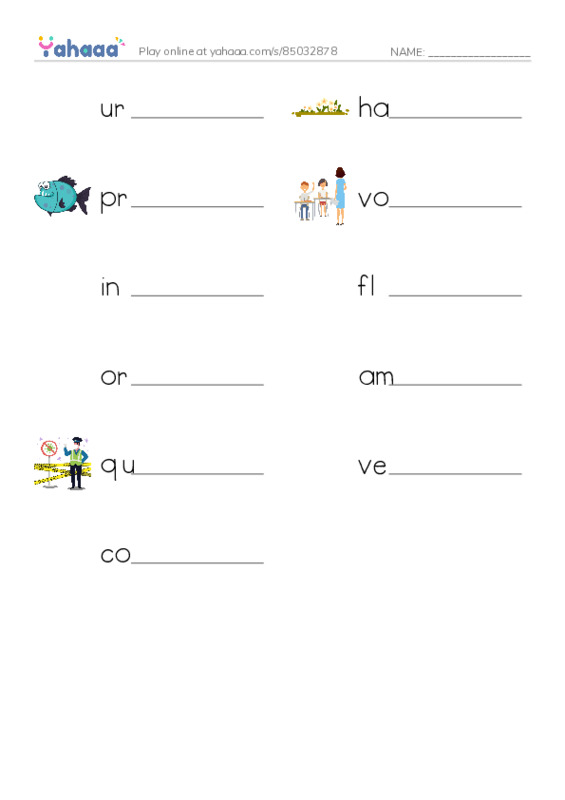RAZ Vocabulary U: Wildlife Rescue PDF worksheet writing row