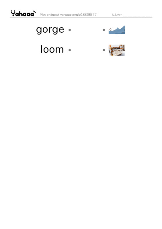 RAZ Vocabulary U: Yellow Brick Roadies PDF link match words worksheet