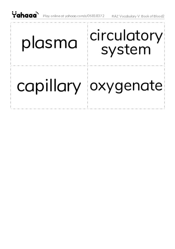 RAZ Vocabulary V: Book of Blood2 PDF two columns flashcards