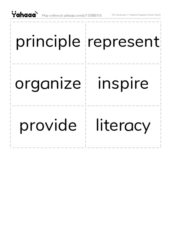 RAZ Vocabulary V: Frederick Douglass Forever Free(1) PDF two columns flashcards