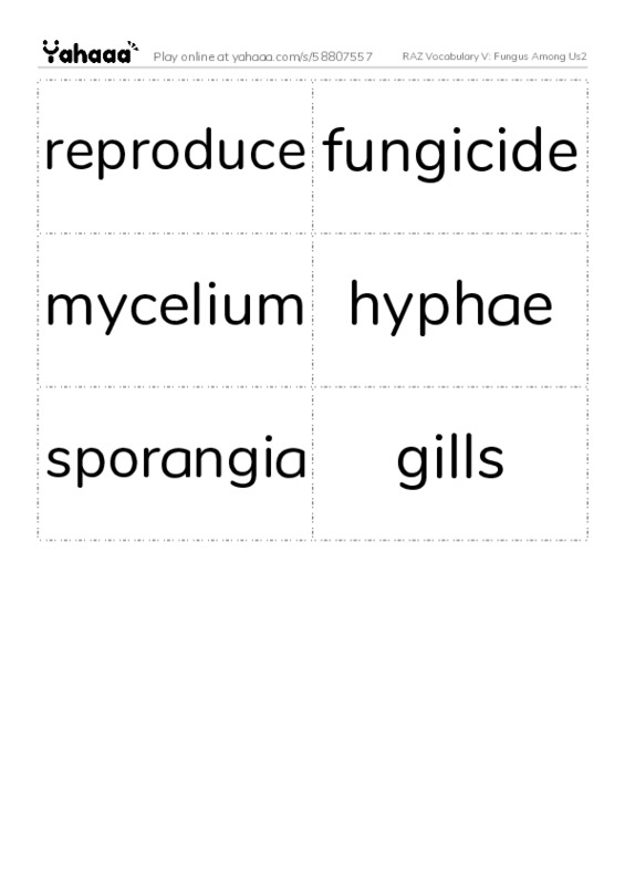 RAZ Vocabulary V: Fungus Among Us2 PDF two columns flashcards