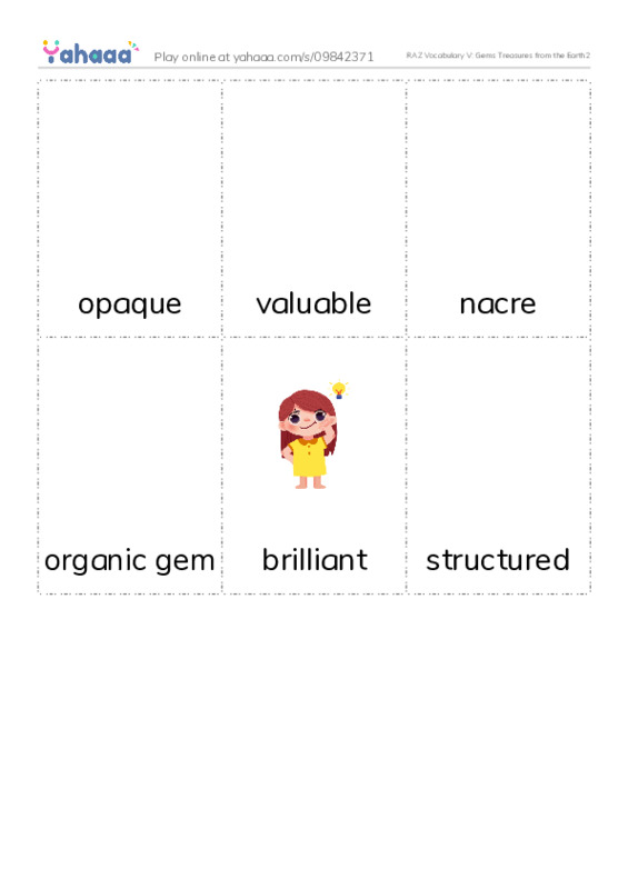 RAZ Vocabulary V: Gems Treasures from the Earth2 PDF flaschards with images