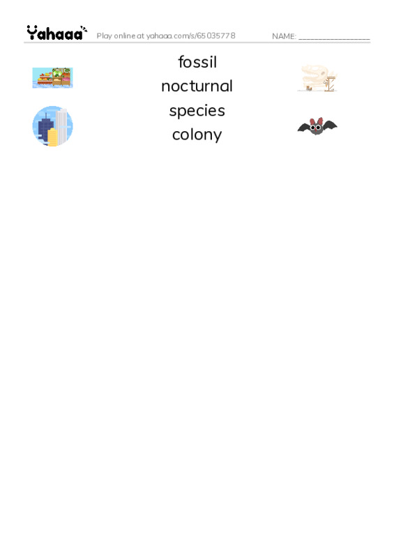 RAZ Vocabulary V: Giant Insects PDF three columns match words