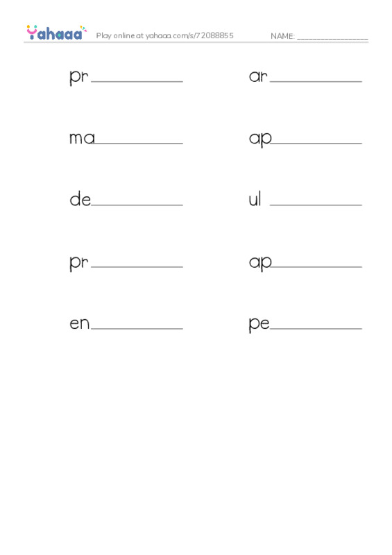 RAZ Vocabulary V: In the Name of Discovery PDF worksheet writing row