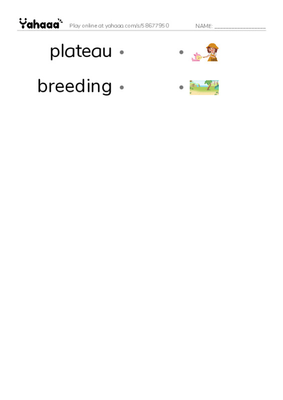 RAZ Vocabulary V: Natural Wonders of the World PDF link match words worksheet