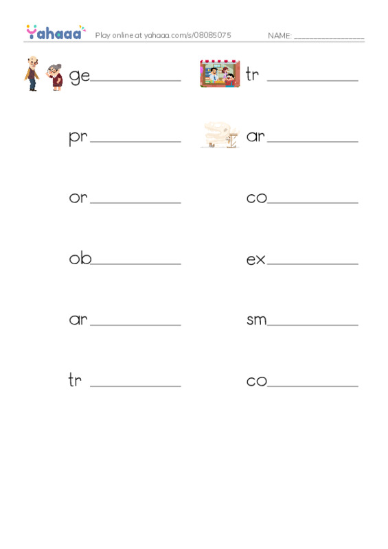 RAZ Vocabulary V: Prehistoric Trade PDF worksheet writing row