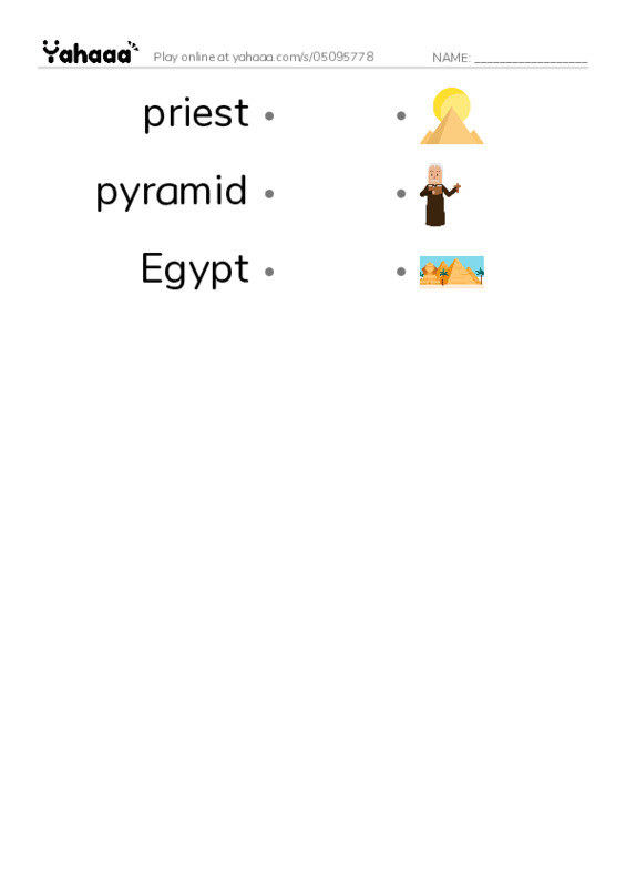 RAZ Vocabulary V: Pyramids PDF link match words worksheet