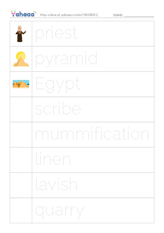 RAZ Vocabulary V: Pyramids PDF one column image words