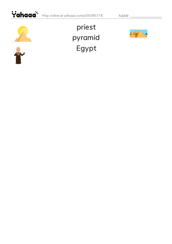 RAZ Vocabulary V: Pyramids PDF three columns match words