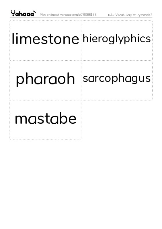 RAZ Vocabulary V: Pyramids2 PDF two columns flashcards