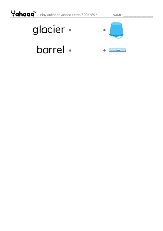 RAZ Vocabulary V: Razor and the Wolves PDF link match words worksheet