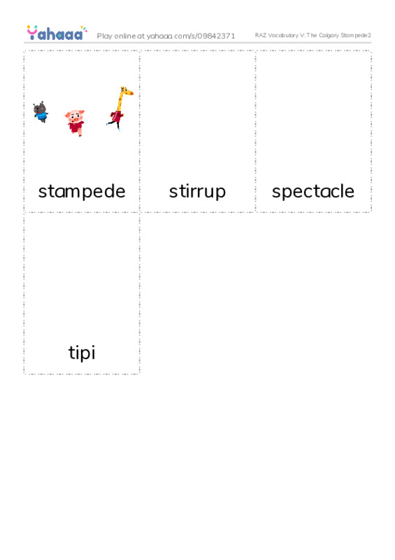 RAZ Vocabulary V: The Calgary Stampede2 PDF flaschards with images