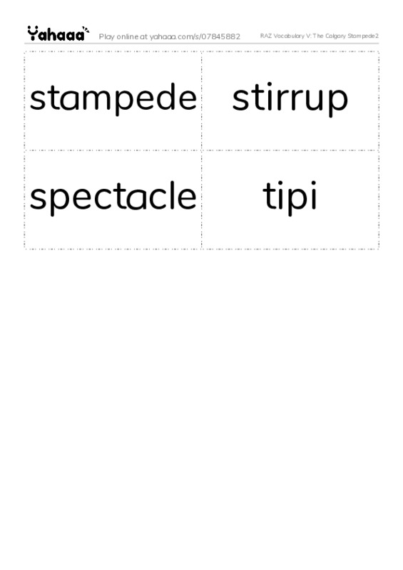 RAZ Vocabulary V: The Calgary Stampede2 PDF two columns flashcards
