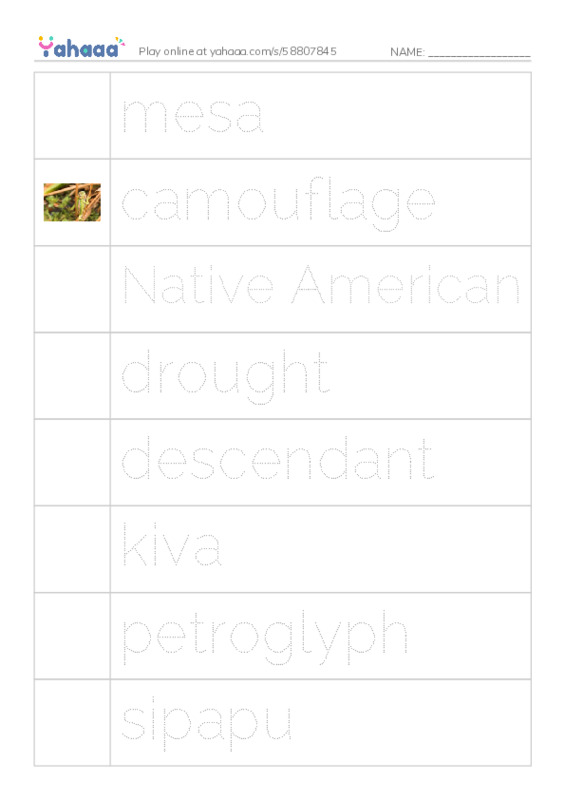 RAZ Vocabulary V: The Case of the Vanishing Anasazi PDF one column image words