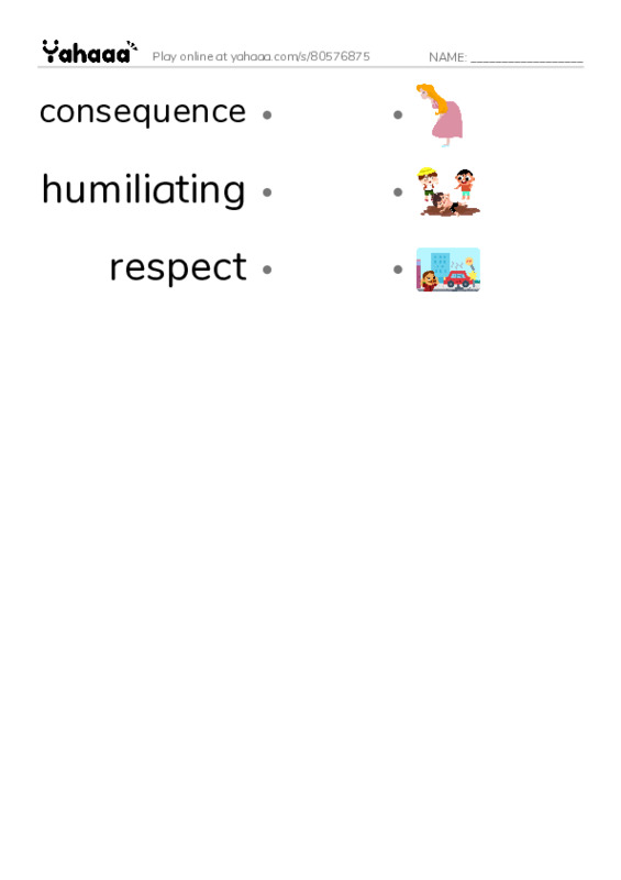 RAZ Vocabulary V: The Gossip Monster PDF link match words worksheet