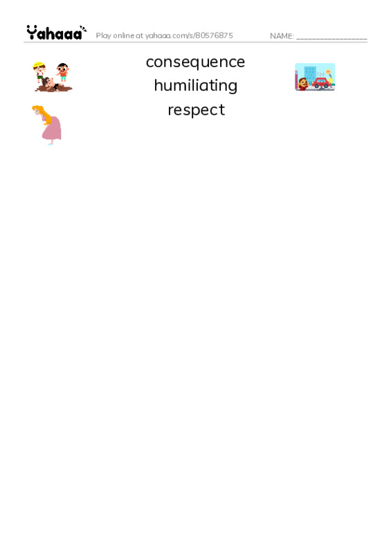 RAZ Vocabulary V: The Gossip Monster PDF three columns match words