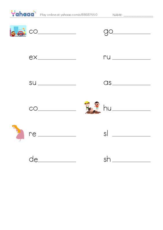 RAZ Vocabulary V: The Gossip Monster PDF worksheet writing row