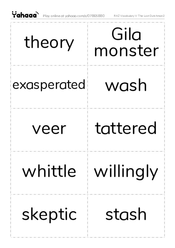 RAZ Vocabulary V: The Lost Dutchman2 PDF two columns flashcards