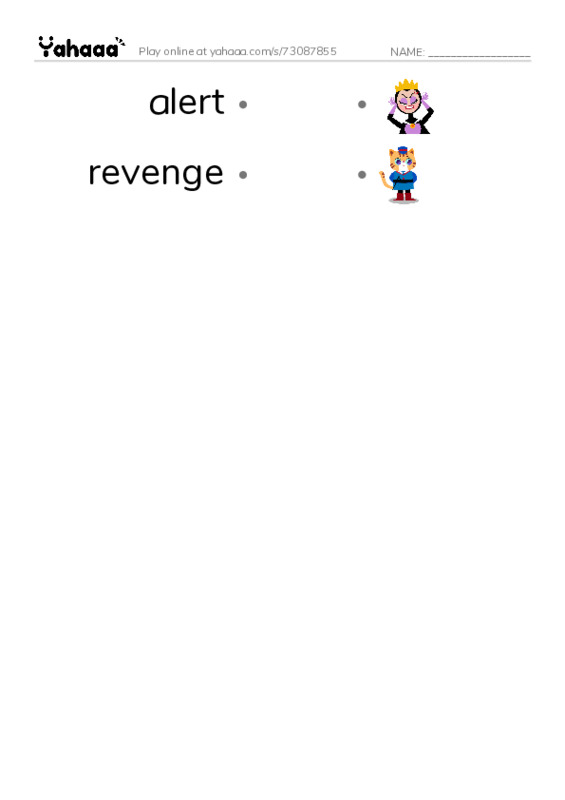 RAZ Vocabulary V: Treasure in the Puget Sound PDF link match words worksheet