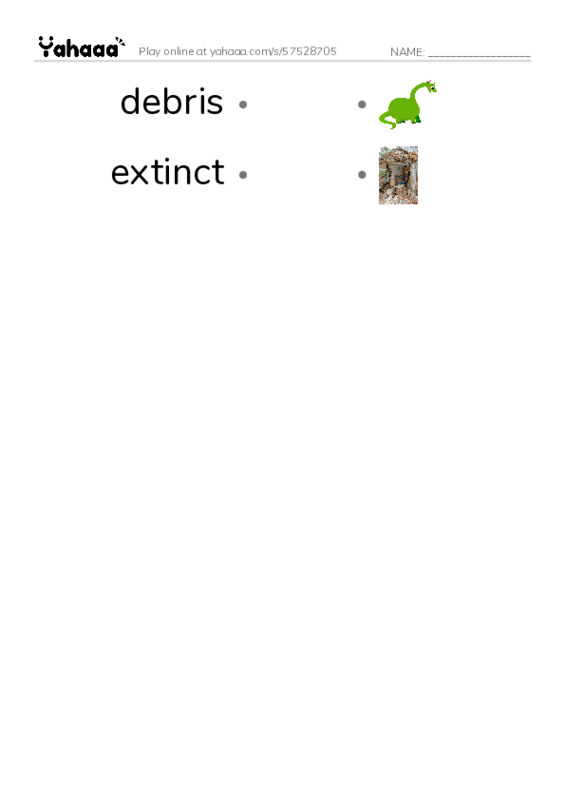 RAZ Vocabulary V: Volcanoes PDF link match words worksheet