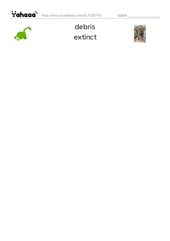 RAZ Vocabulary V: Volcanoes PDF three columns match words