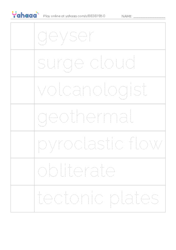 RAZ Vocabulary V: Volcanoes2 PDF one column image words
