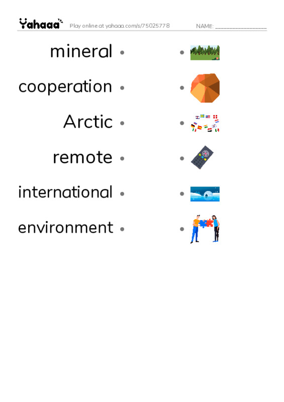 RAZ Vocabulary V: Who Owns the North Pole PDF link match words worksheet