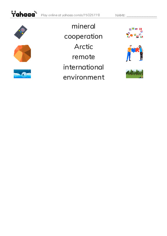 RAZ Vocabulary V: Who Owns the North Pole PDF three columns match words