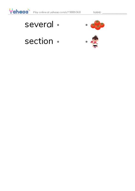 RAZ Vocabulary V: Wild and Wacky World of Wigs2 PDF link match words worksheet