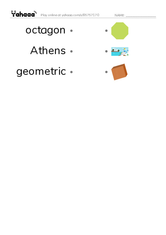 RAZ Vocabulary W: Acropolis Adventure PDF link match words worksheet