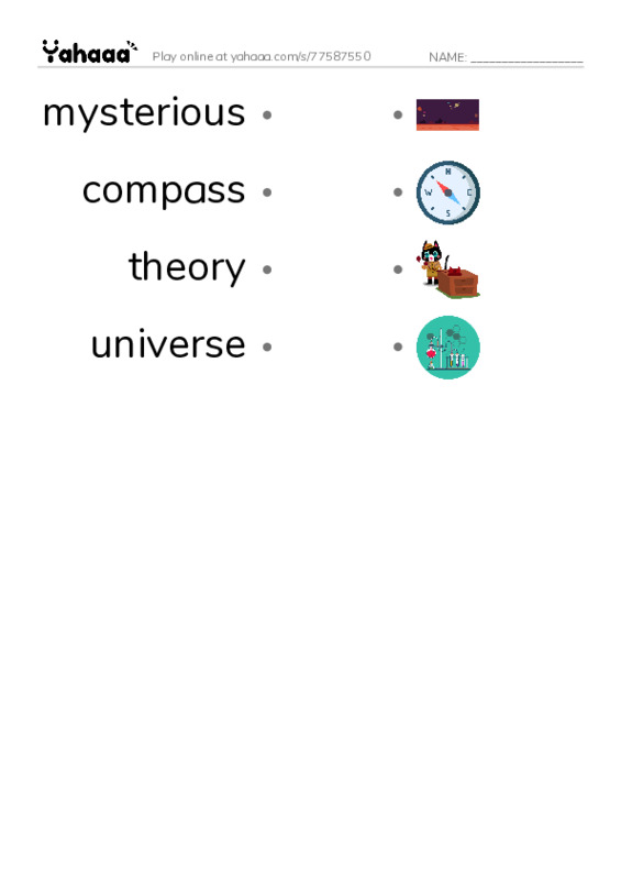 RAZ Vocabulary W: Albert Einstein PDF link match words worksheet