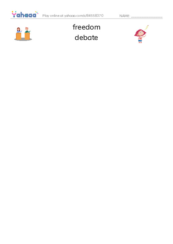 RAZ Vocabulary W: Ben Franklin PDF three columns match words