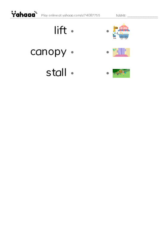 RAZ Vocabulary W: Catching Air PDF link match words worksheet