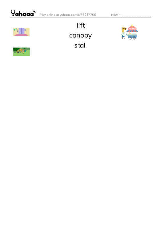 RAZ Vocabulary W: Catching Air PDF three columns match words