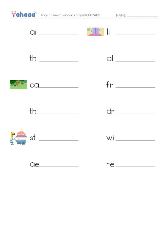 RAZ Vocabulary W: Catching Air PDF worksheet writing row