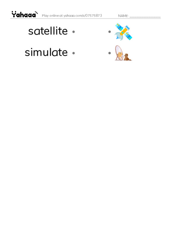 RAZ Vocabulary W: Curiosity on Mars2 PDF link match words worksheet